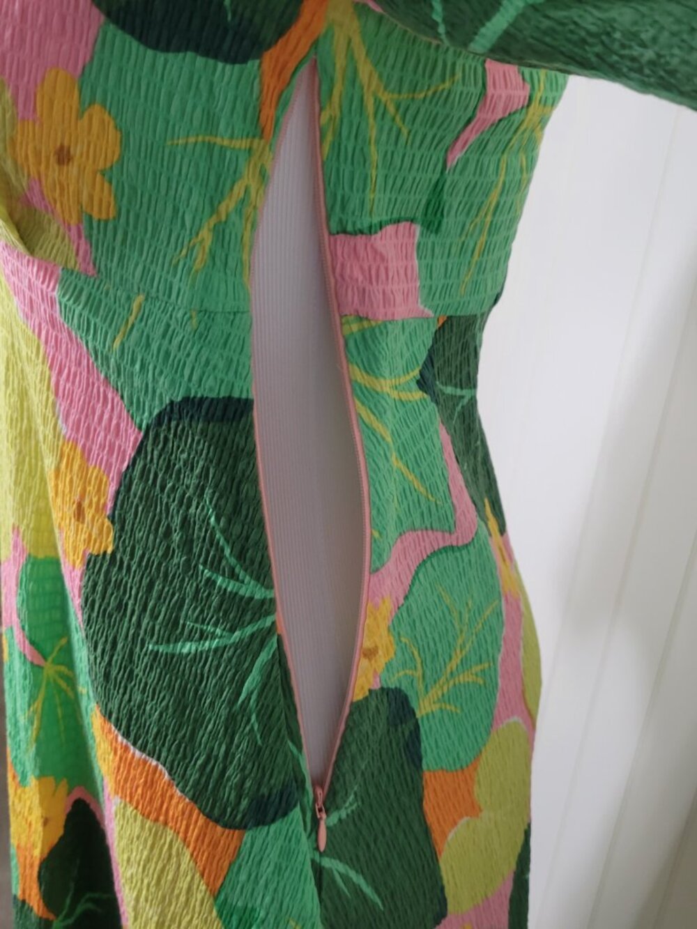 Kate Spade Cucumber Botanical Crepe 60s 70s Retro Hippie Fairycore Swing Dress - Picture 7 of 12